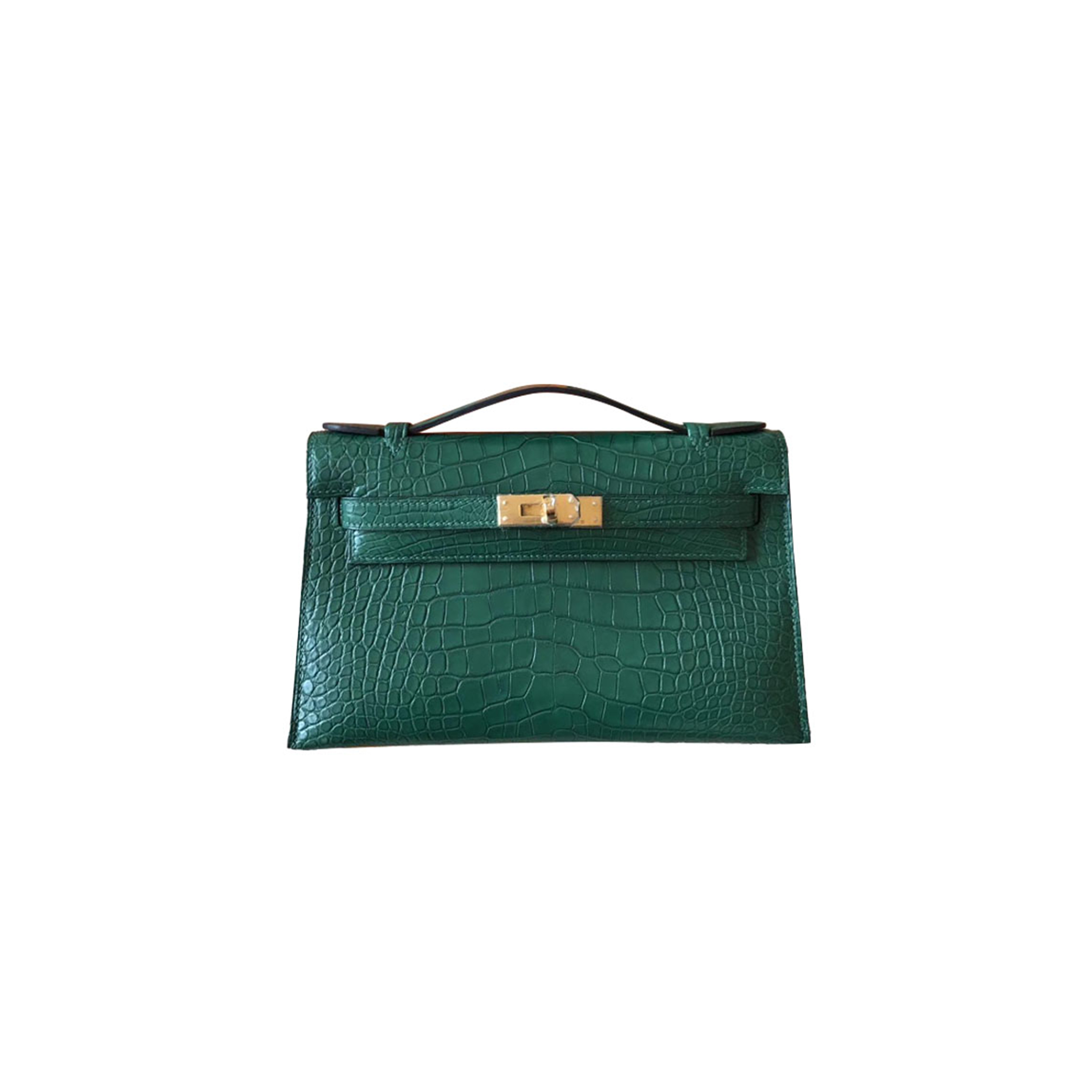 H**mes master mini kelly clutch velvet green gold buckle (22*14*7cm)